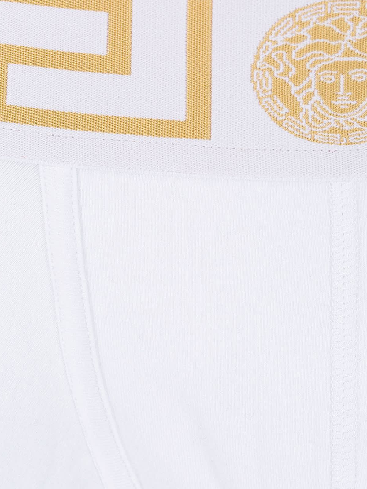 Shop Versace Underpants Low Rise Trunk Jersey Topeka Bi-stretch Cotton Organic In H White Gold