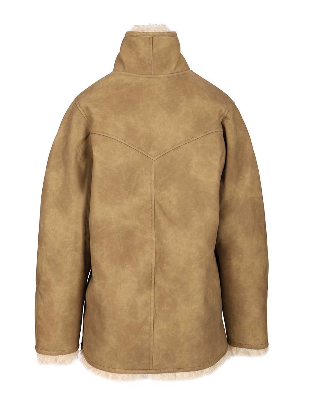 Isabel Marant Étoile Isabel Marant Etoile Women Beige Shearling Coat With High Collar And Button Closure In Leather And F In Brown