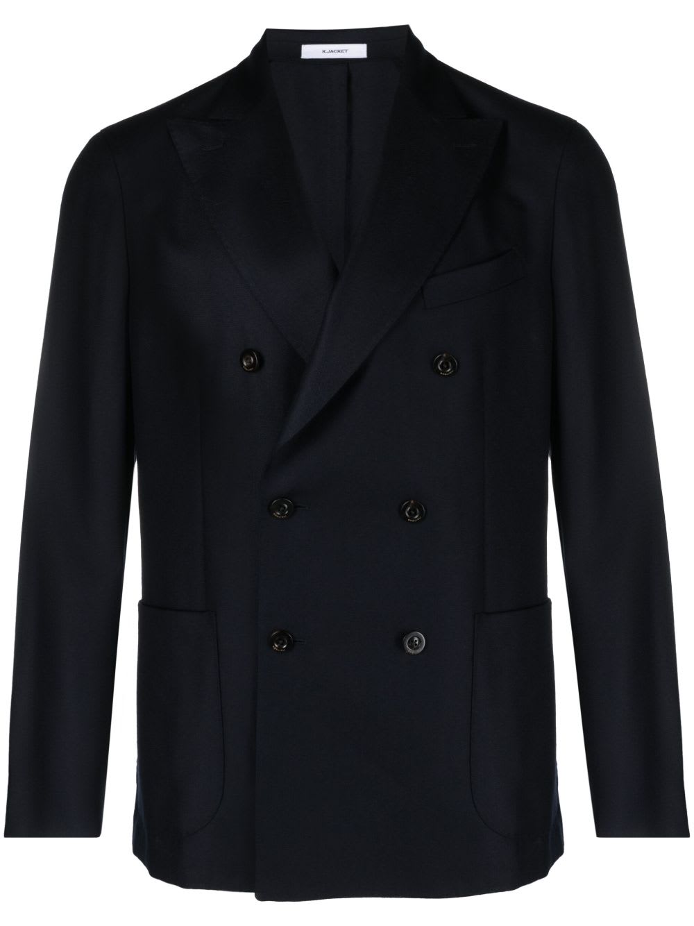 Boglioli Virgin Wool And Cotton Double-breasted K-jacket In Dark Blue
