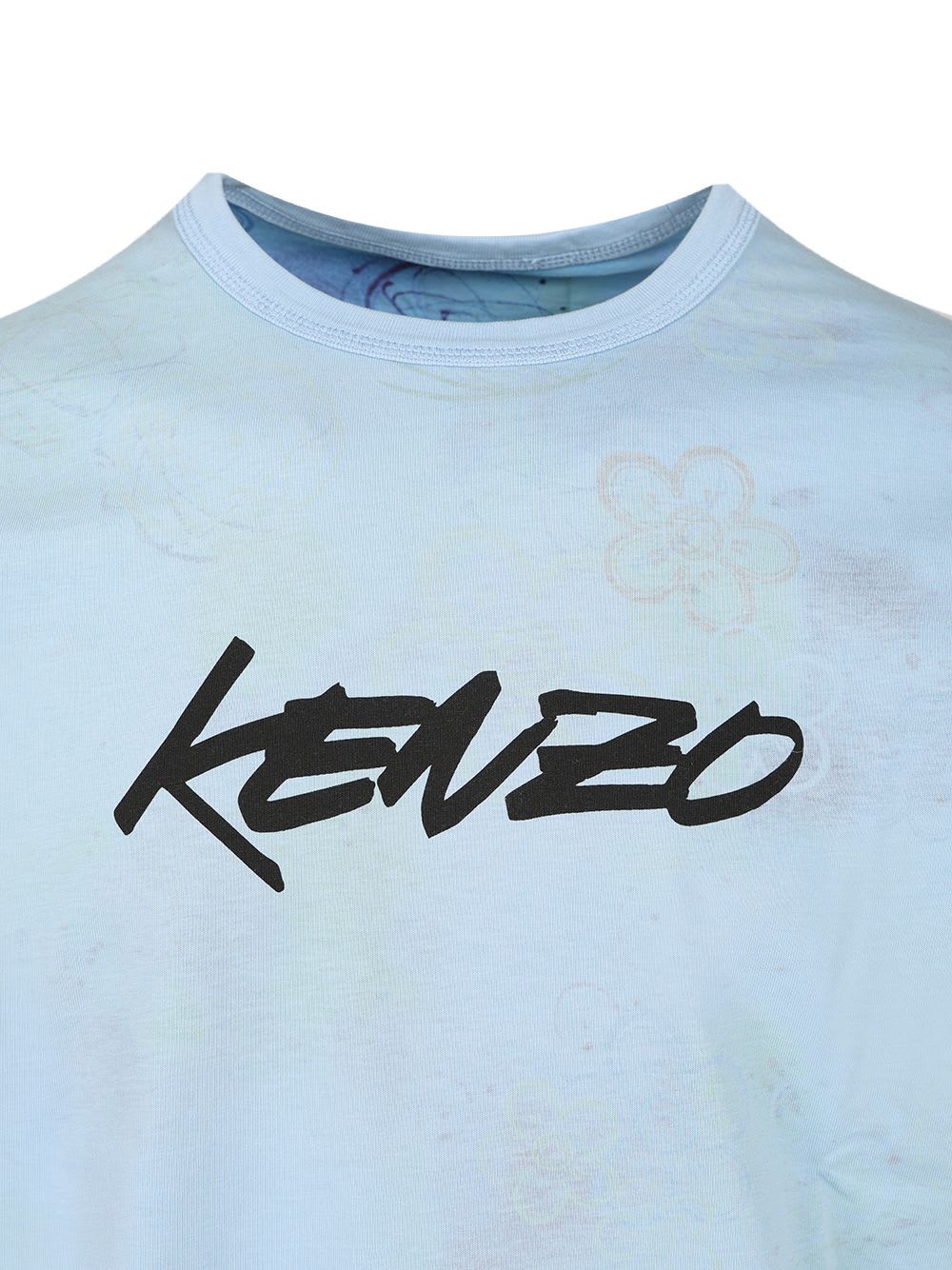 Kenzo Logo Printed Reversible Crewneck T-shirt In Blue