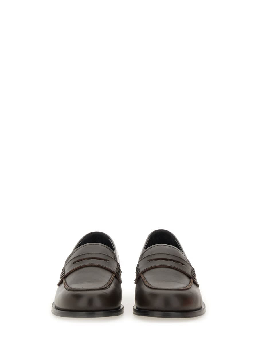 Aeyde Leather Loafers With Penny Strap And Round Toe In Brown