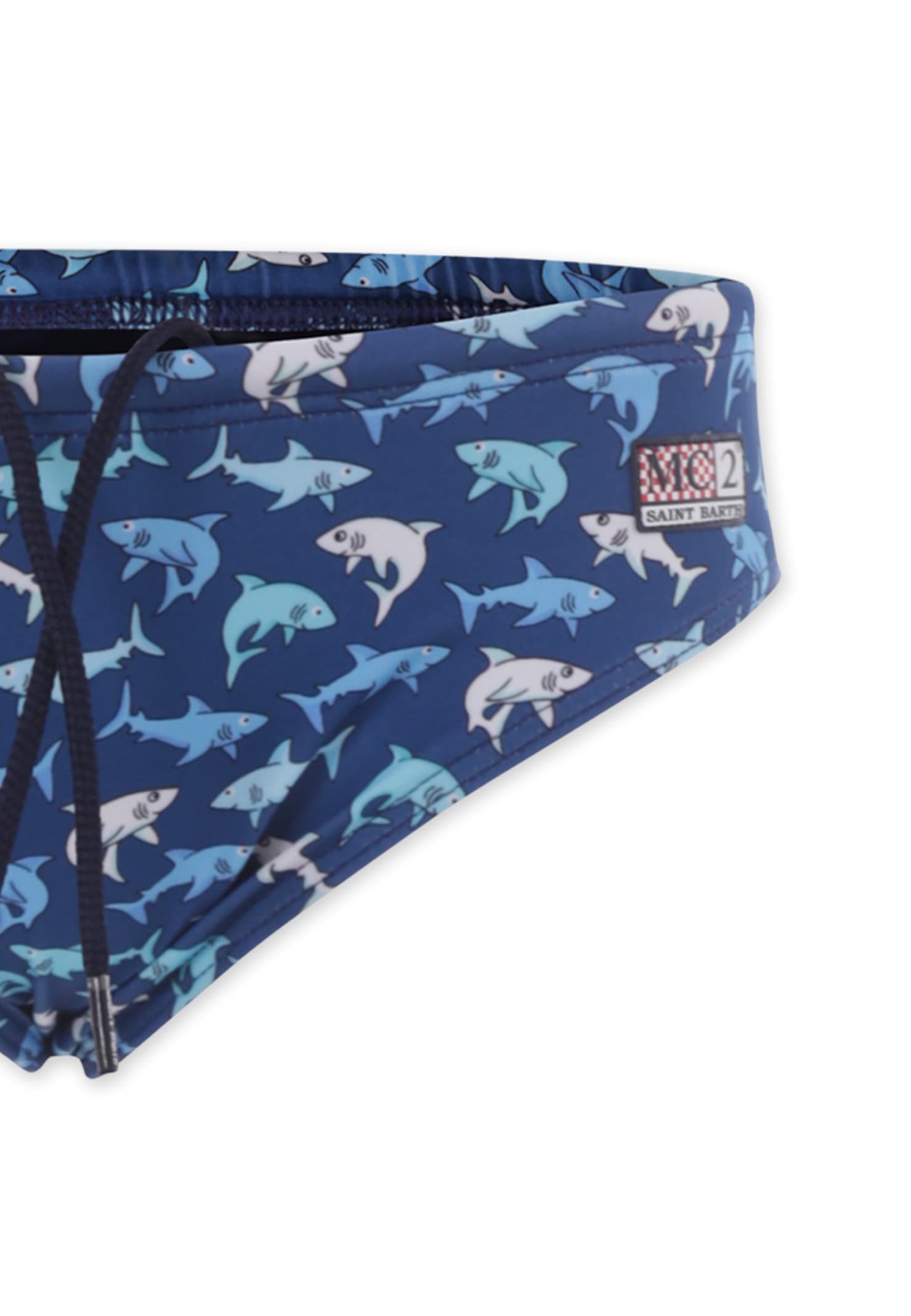 Mc2 Saint Barth Blue Swim Shorts For Boy With Shark