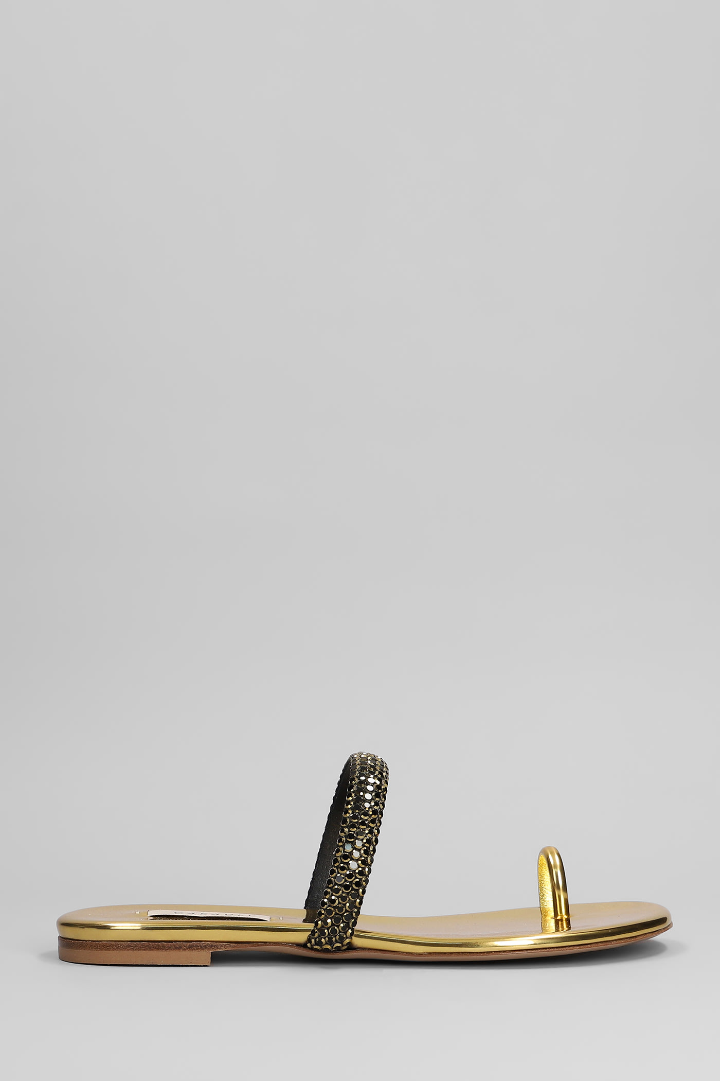 Olympo Flat Flats In Gold Leather