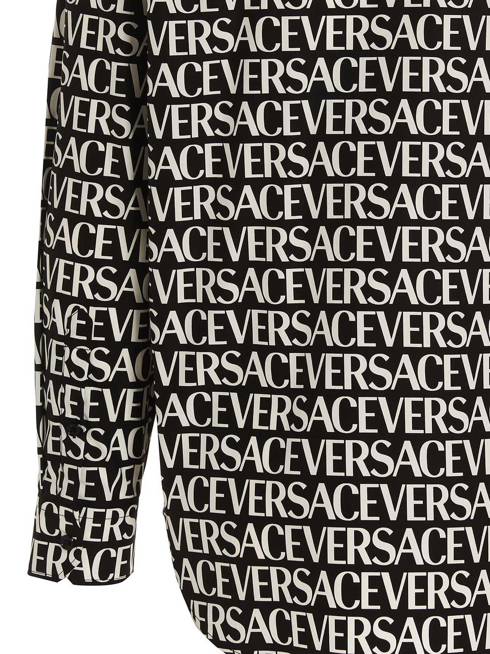 Versace Logo Shirt In White/black | ModeSens