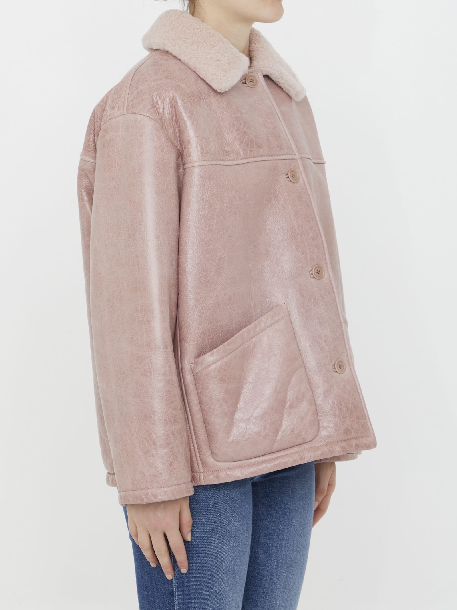 Shop Salvatore Santoro Pink Leather Jacket