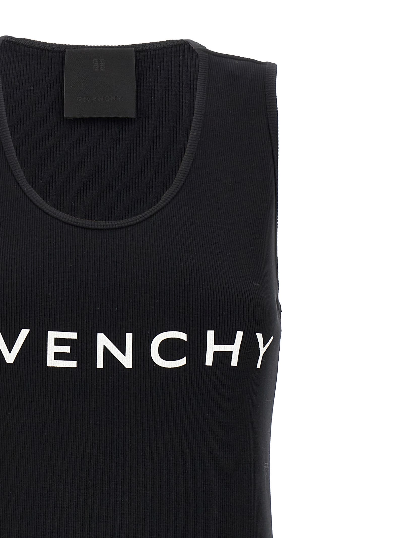 Shop Givenchy Logo Print Dress In White/black