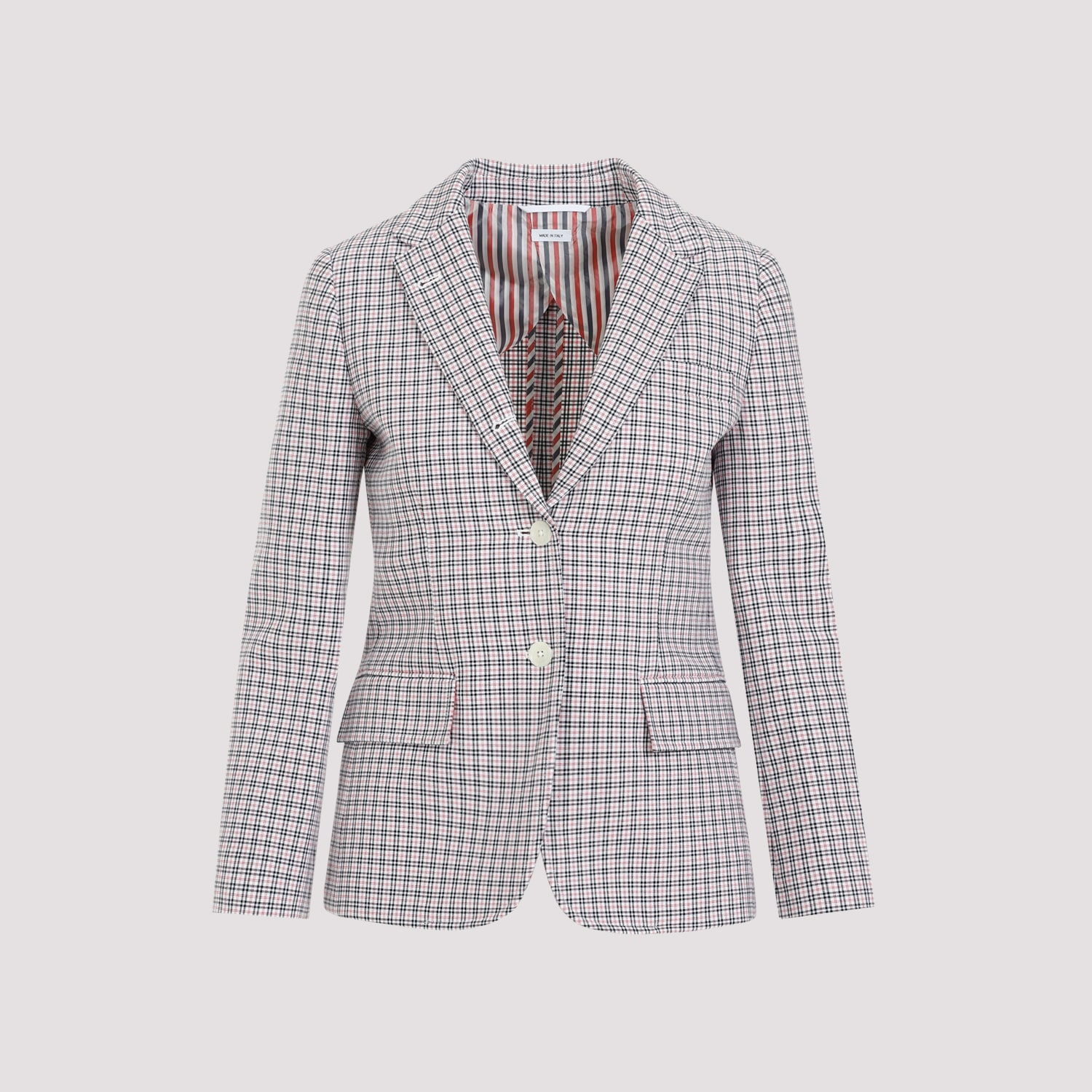 Shop Thom Browne Small Check Cotton Jacket In Rwbwht