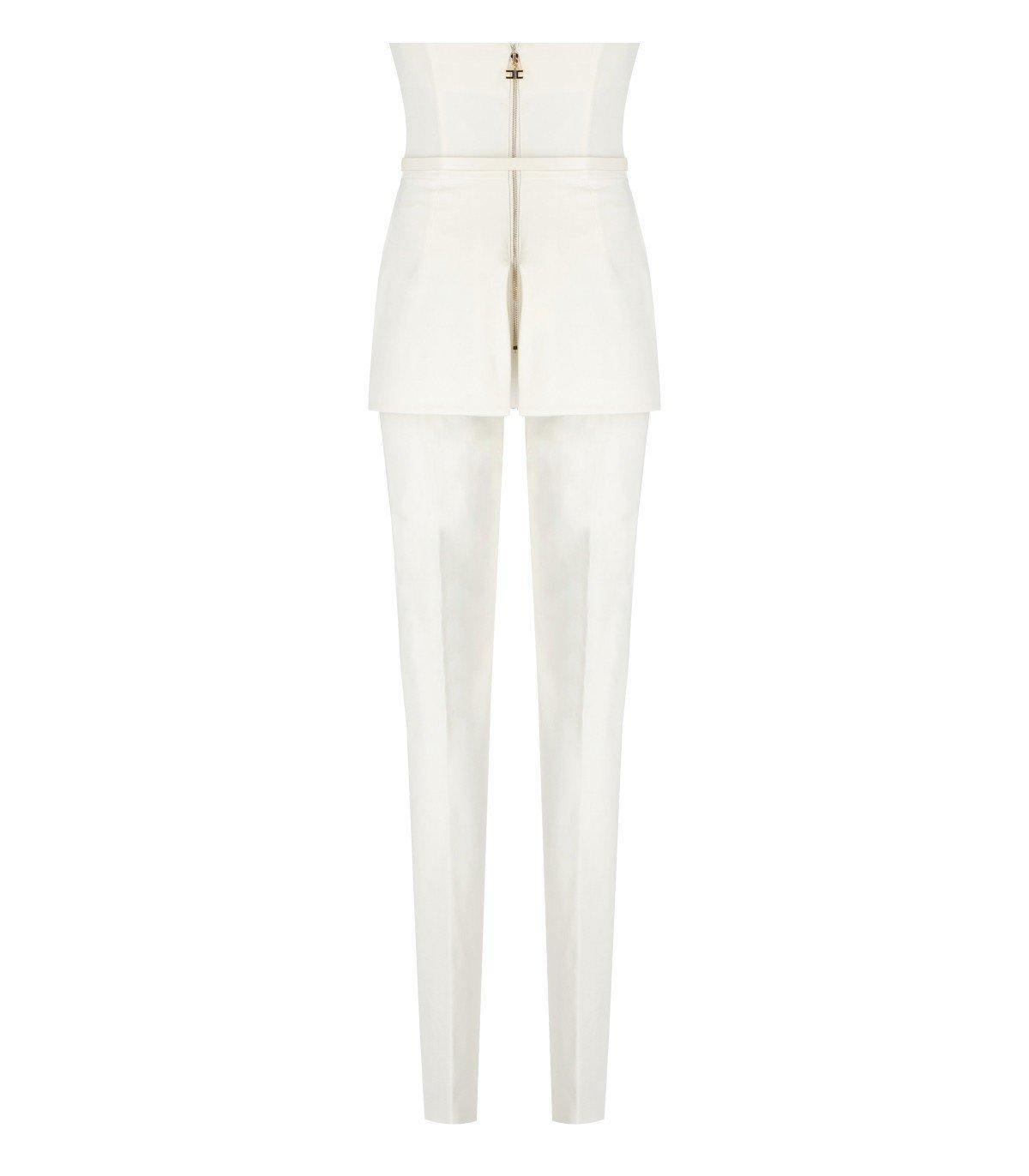 Shop Elisabetta Franchi Strapless Belted Jumpsuit In Avorio