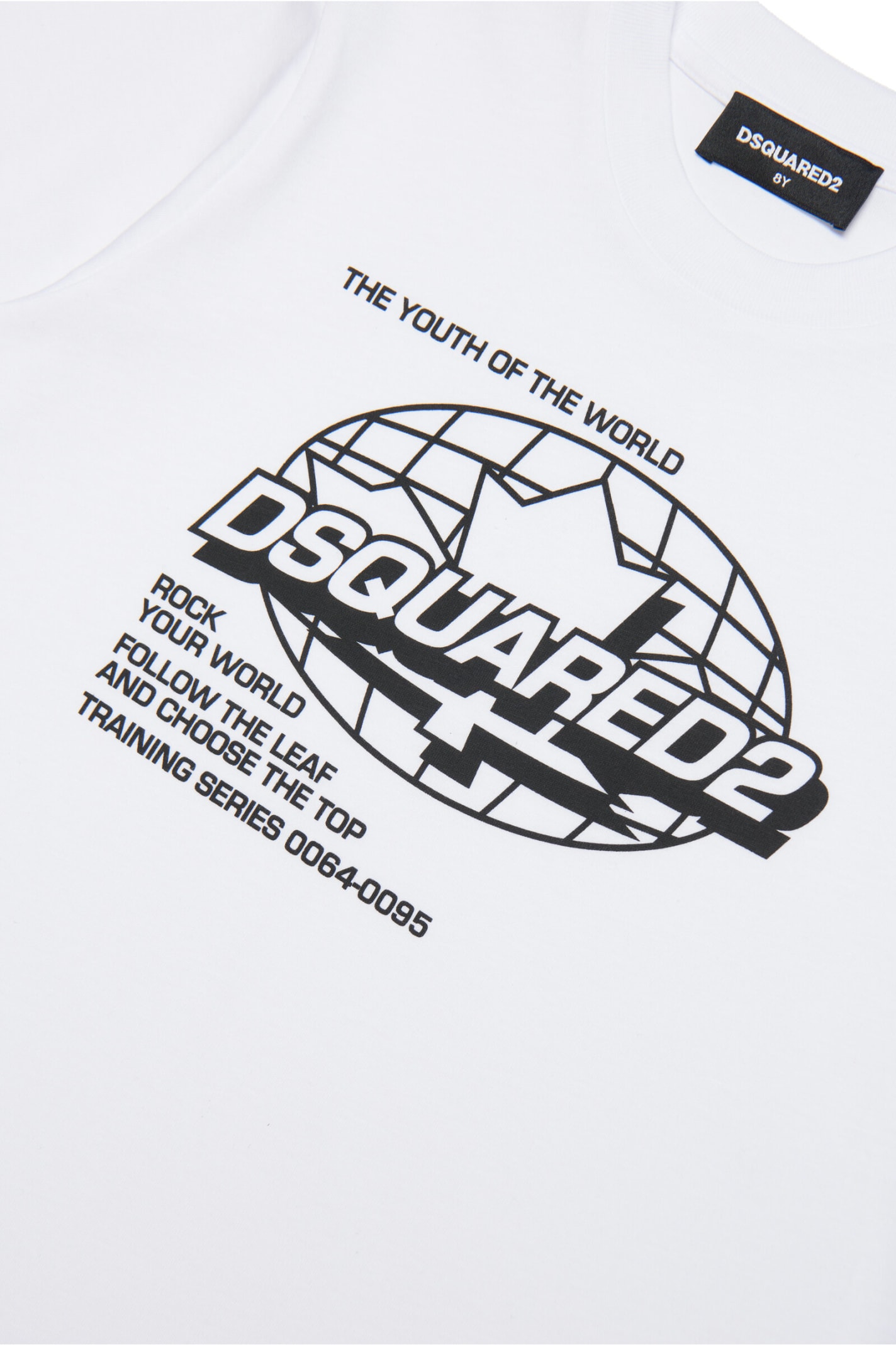 Shop Dsquared2 D2t985u Slouch Fit T-shirt Dsquared Crew-neck Jersey T-shirt With World Graphics In White