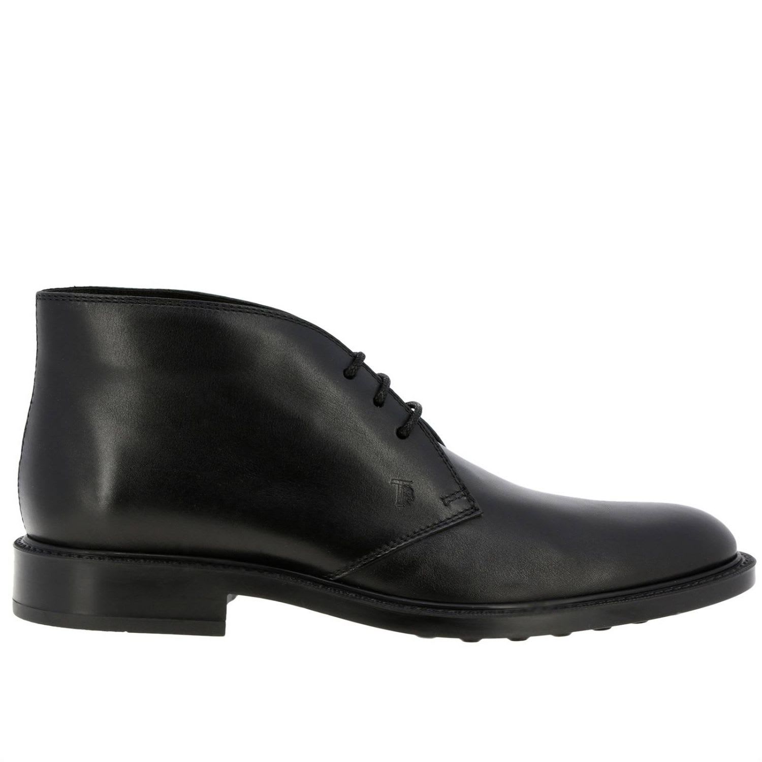 Tods Chukka Boots Tods Lace-up Boots In Smooth Leather With Rubber Sole