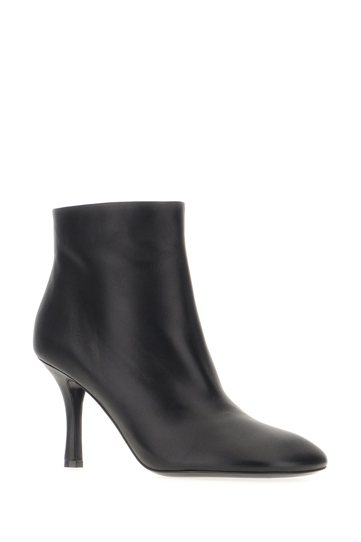 Shop Burberry Black Leather Ankle Boots