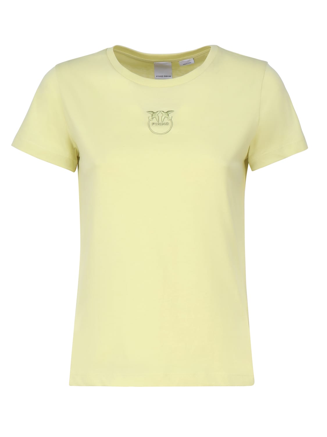 Pinko Love Birds T-shirt Embroidery In Giallo