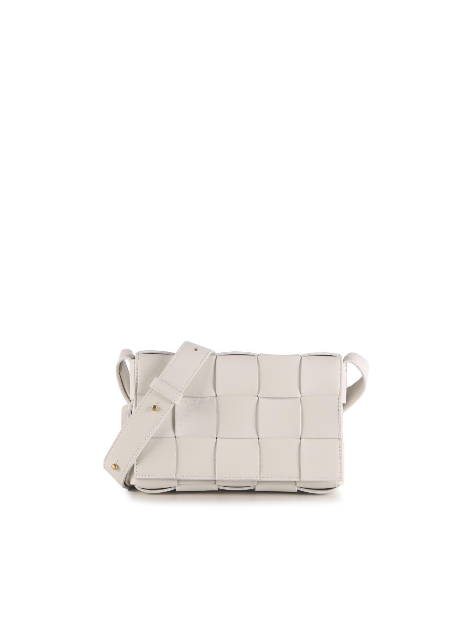 Shop Bottega Veneta Small Cassette Bag In White-gold