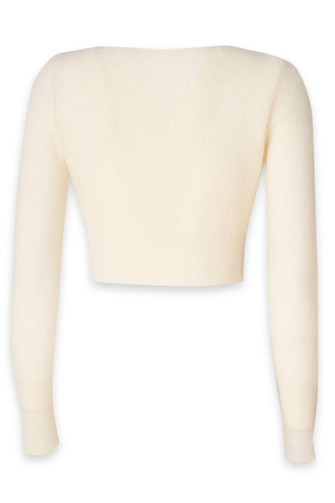 Shop Jacquemus V-neck Buttoned Cropped Cardigan In White