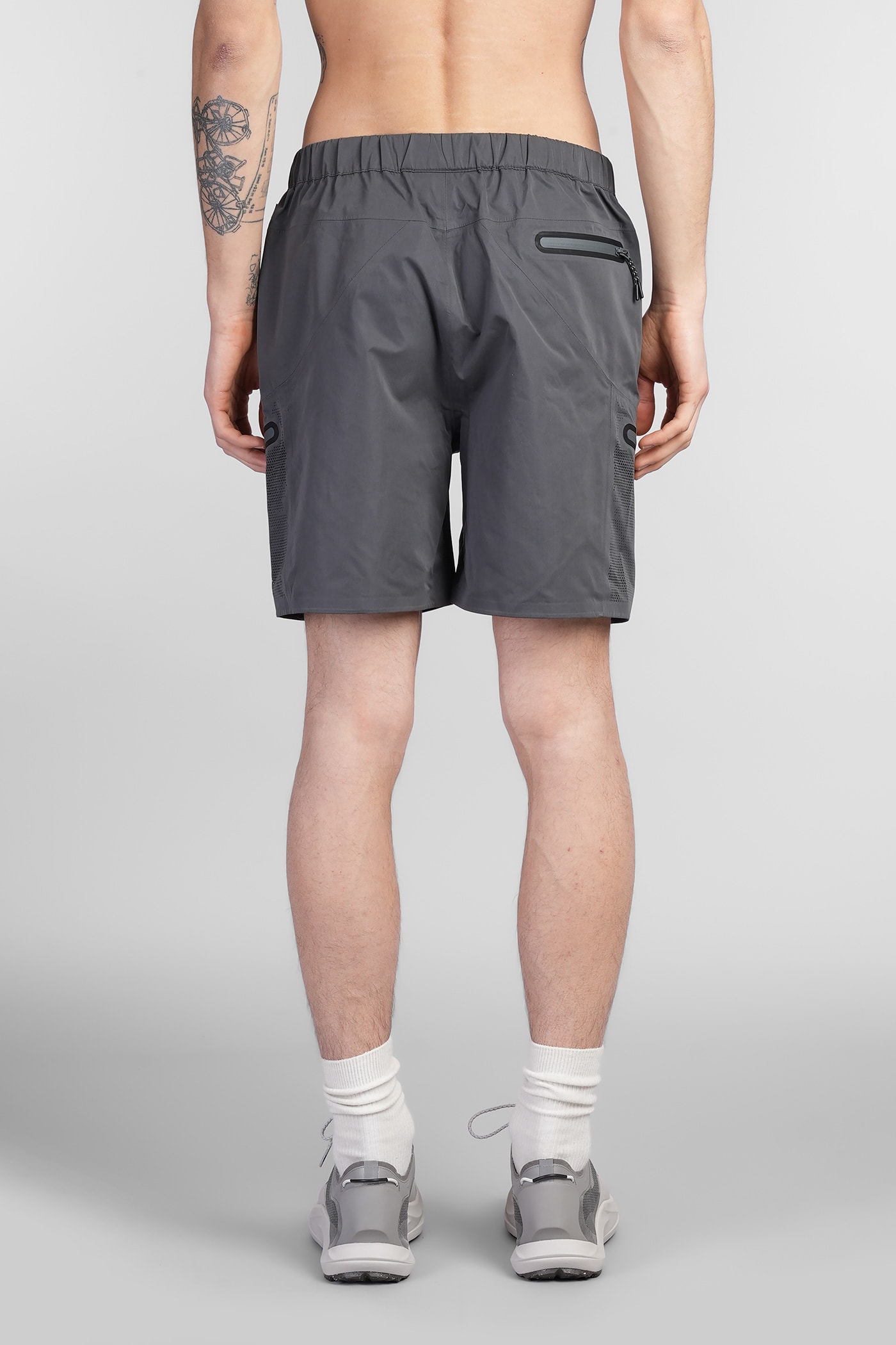 Shop Alpha Industries Laser Cut Short Shorts In Grey Polyester