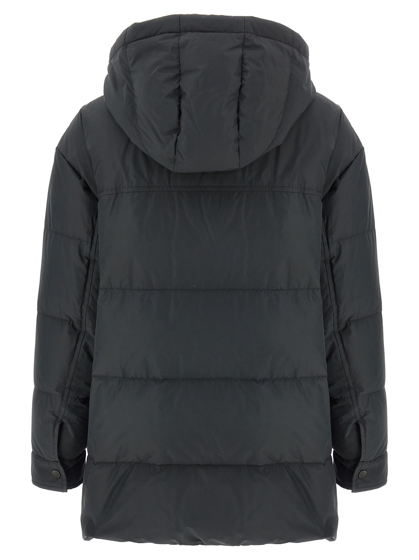 Brunello Cucinelli Knitted Neck Down Jacket Puffer Jackets Gray In Black