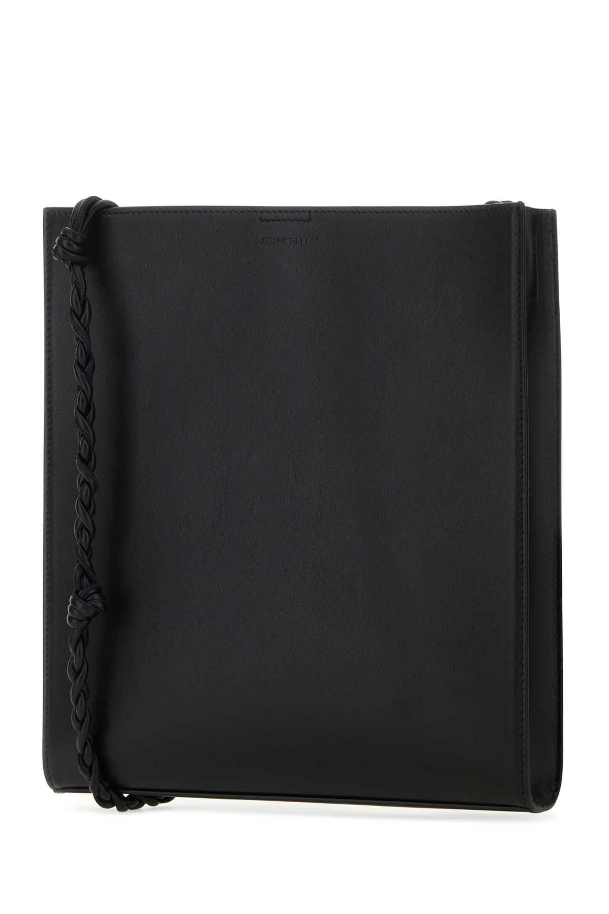 Shop Jil Sander Black Leather Tangle Shoulder Bag In 001