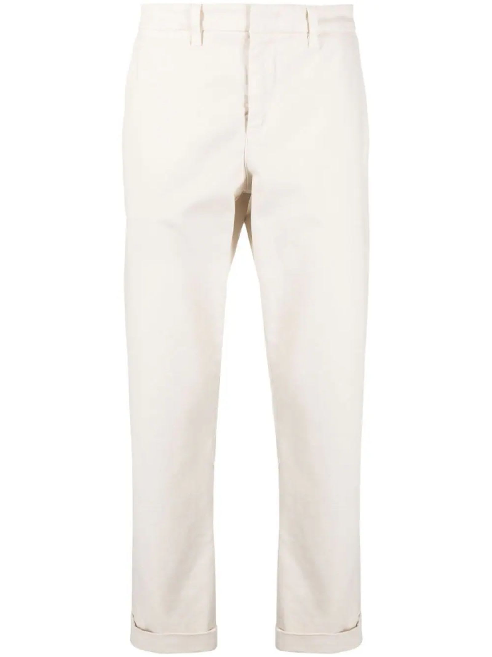 Shop Fay Beige Stretch Cotton Capri Trousers In White