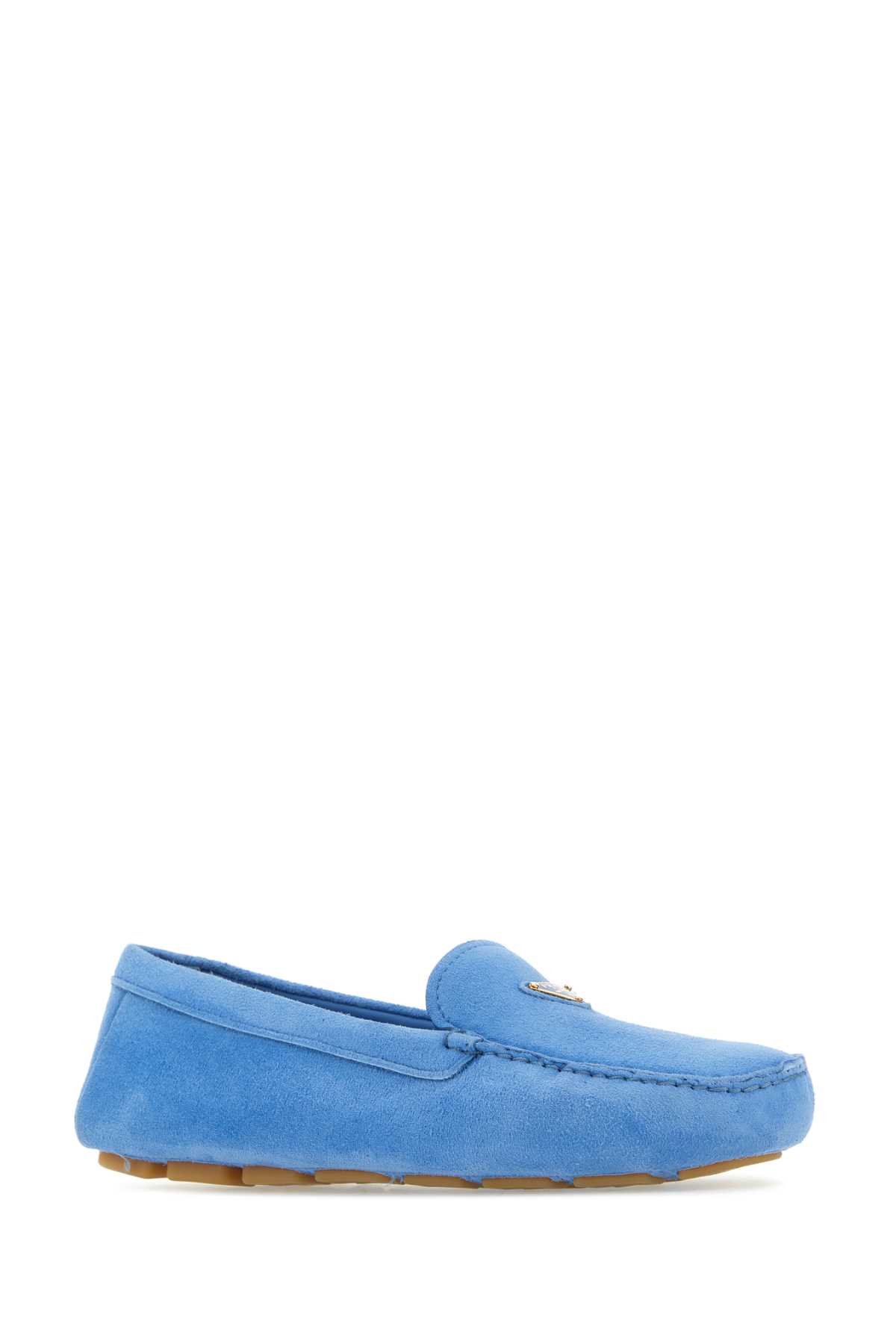 Shop Prada Turquoise Suede Loafers In Pervinca