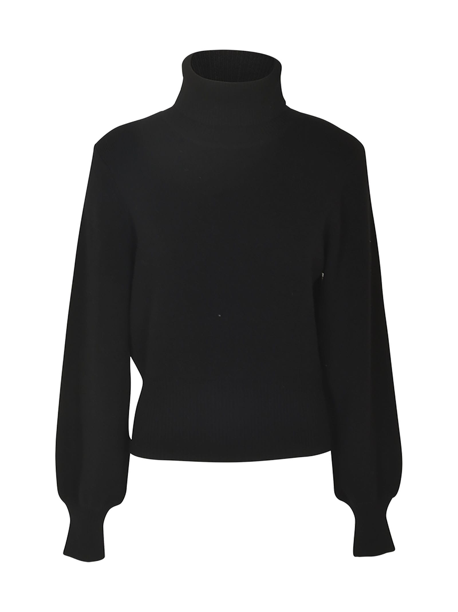 Shop No Name Roll-neck Rib Trim Cropped Pullover In Black