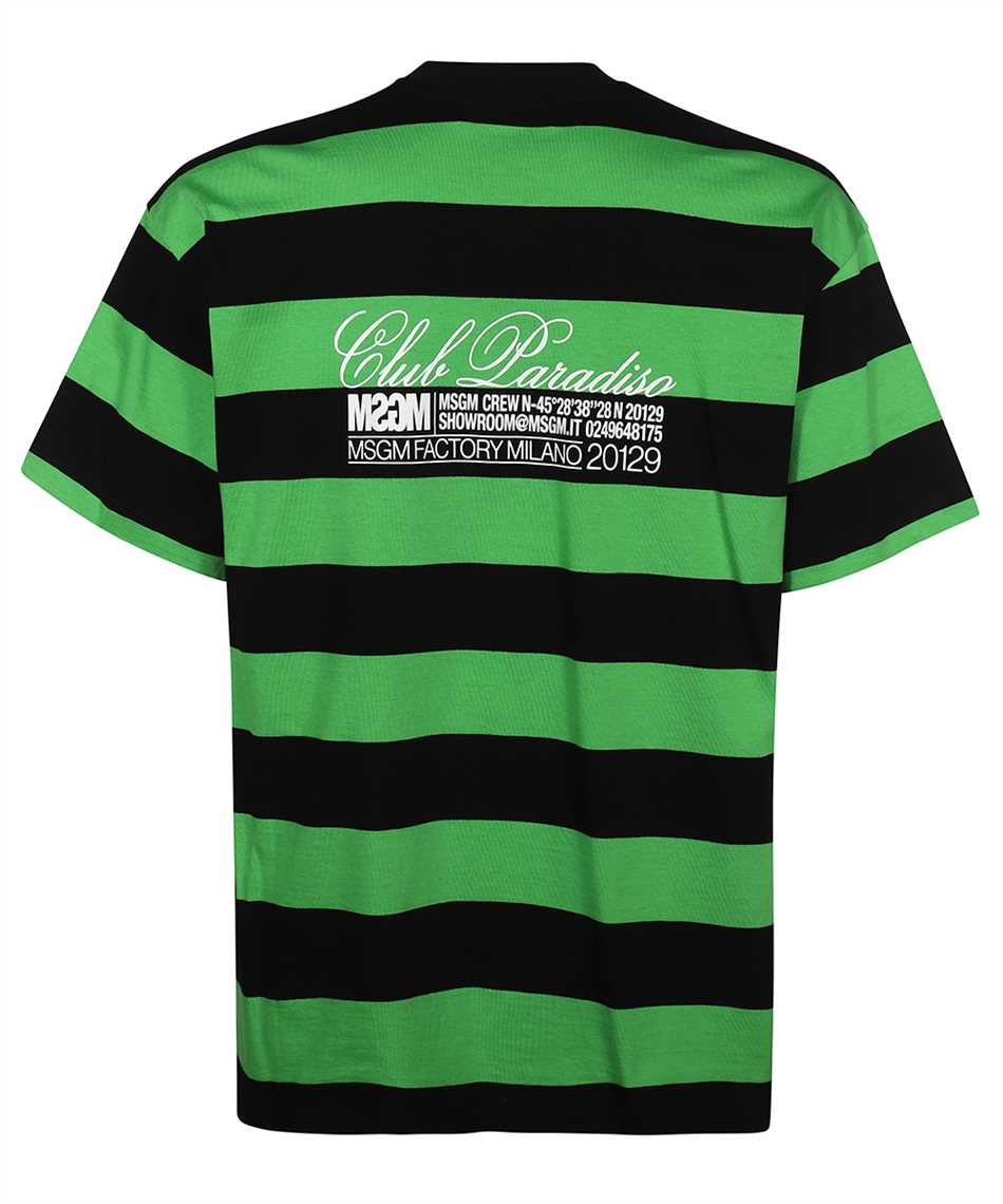 Msgm Striped-pattern Cotton T-shirt In Green