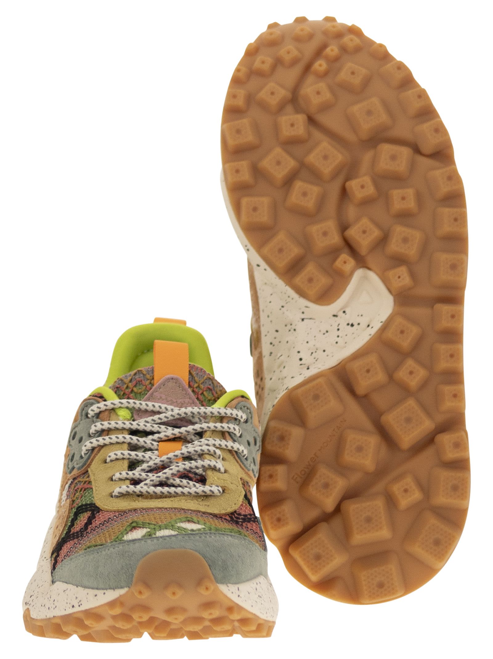 Flower Mountain Kotetsu Sneakers In Suede And Technical Fabric