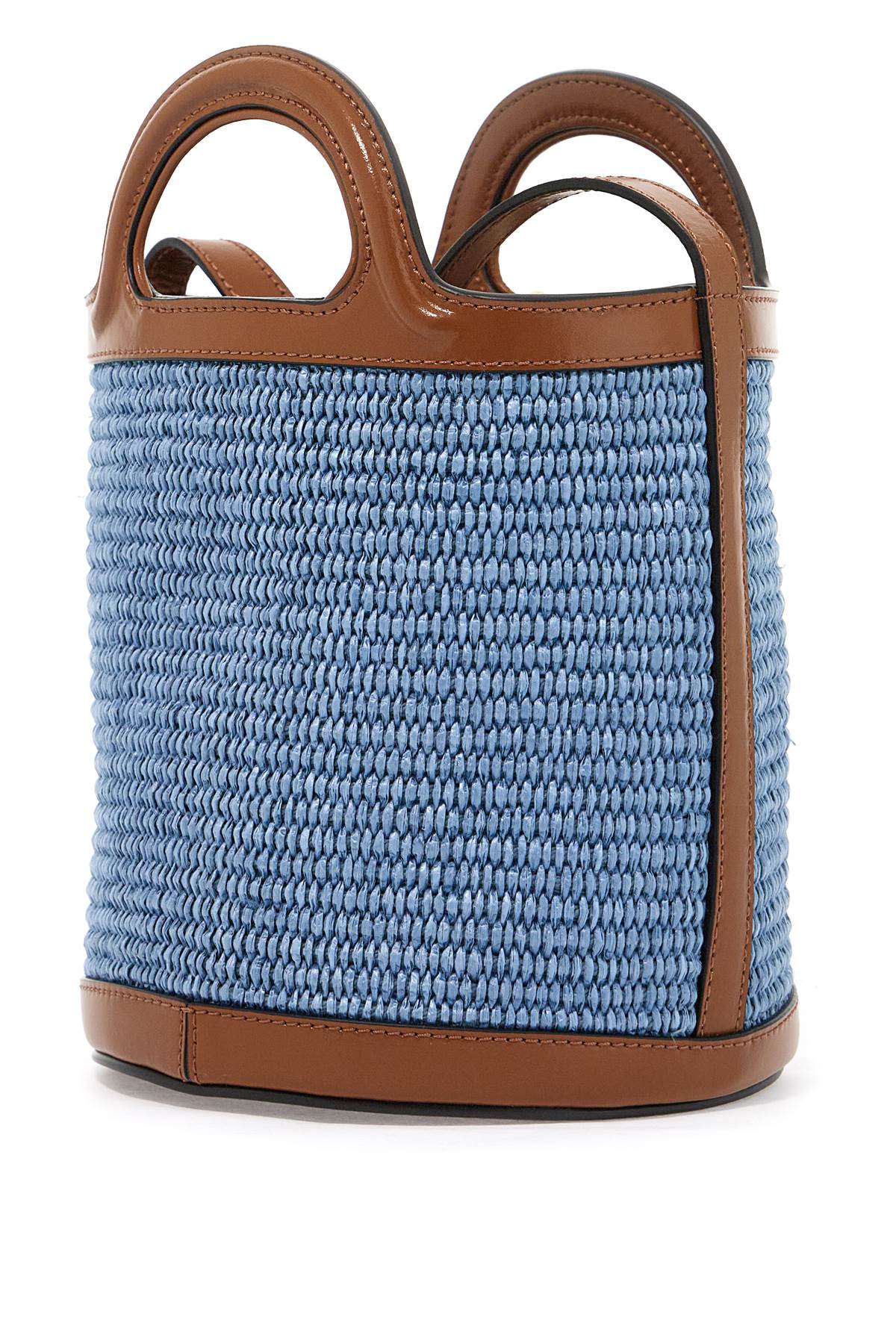 Shop Marni Raffia Tropicalia Bucket Bag In Opal Moca (light Blue)