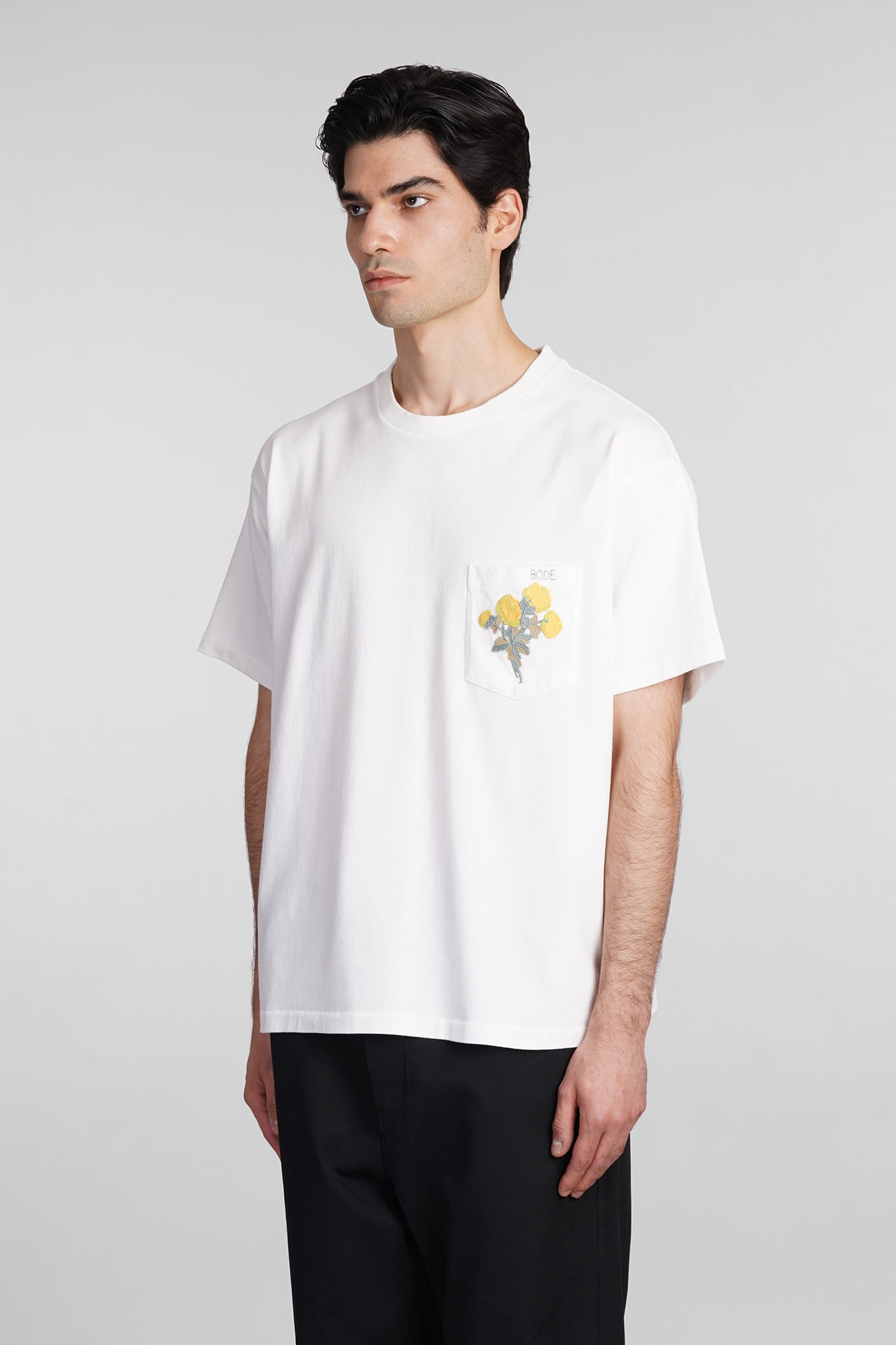 Shop Bode T-shirt In White Cotton In Beige