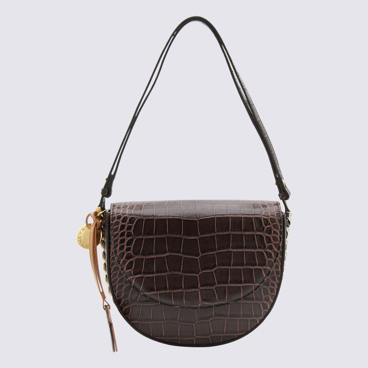 Shop Stella Mccartney Brown Faux Leather Frayme Shoulder Bag