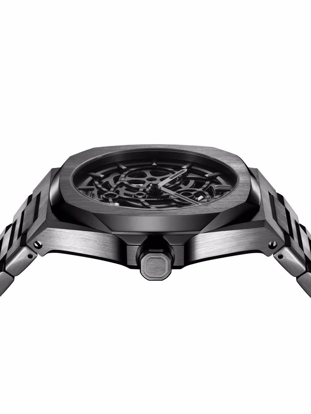 Shop D1 Milano Skeleton Rubber Gun Metal 41.5 Mm Watch In Grey