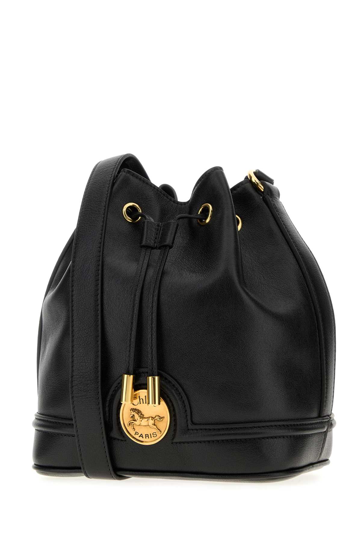 Chloé Chloe Black Leather Bucket Bag In Black