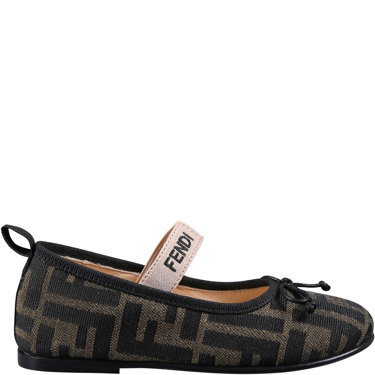 Fendi Ballet Flats For Girl With All-over Ff Logo