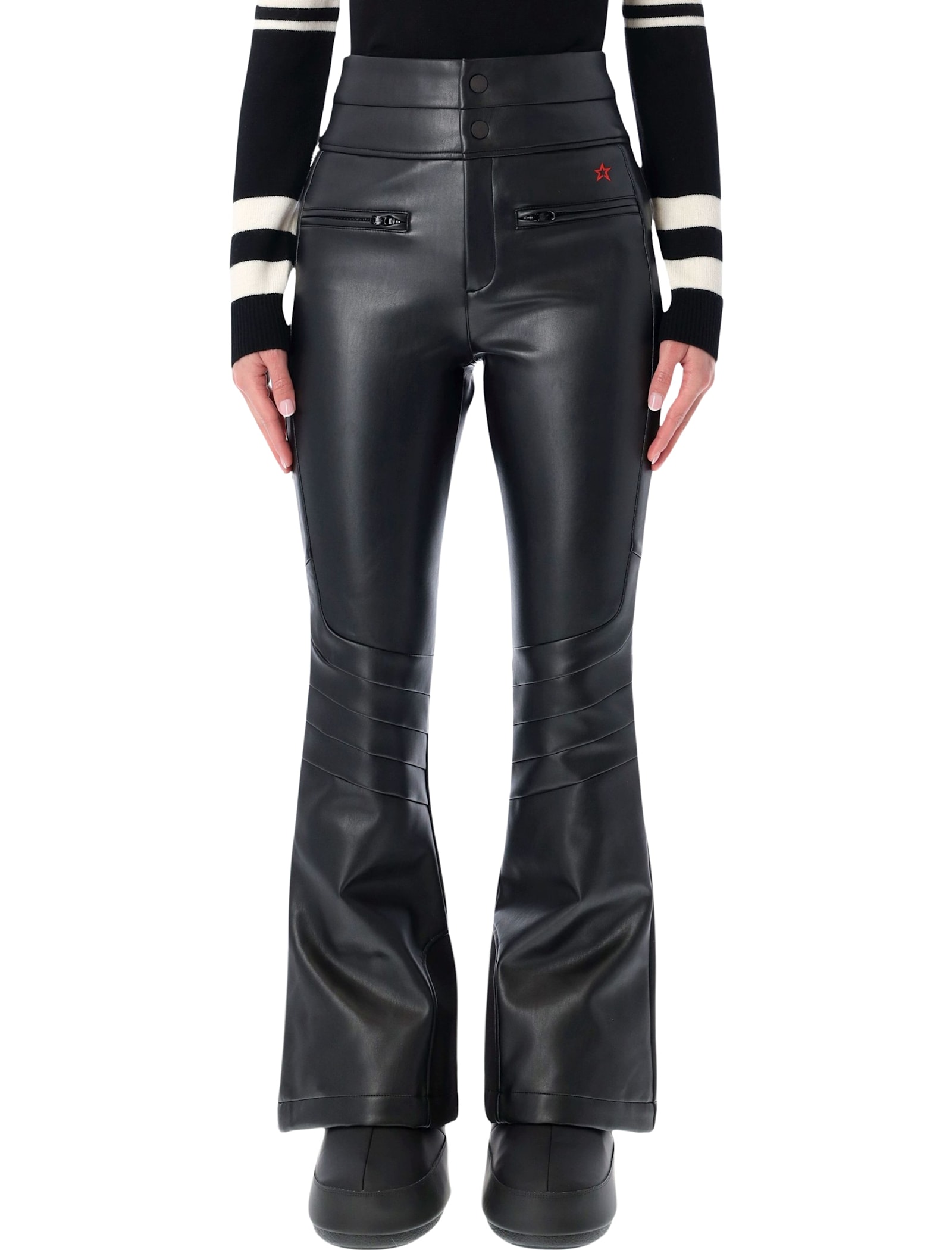 Perfect Moment Black Faux Leather Flared Ski Pants