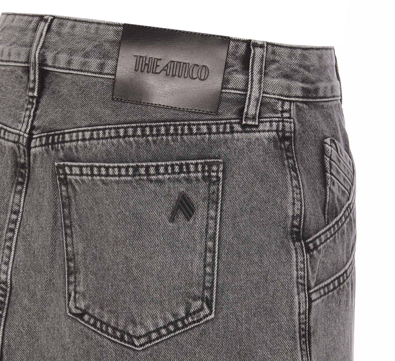 Attico Gray High-waisted Slim Fit Denim Mini Skirt In Black