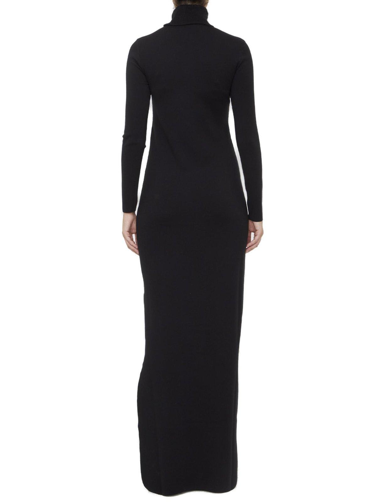 Shop Saint Laurent Roll-neck Long Dress In Black