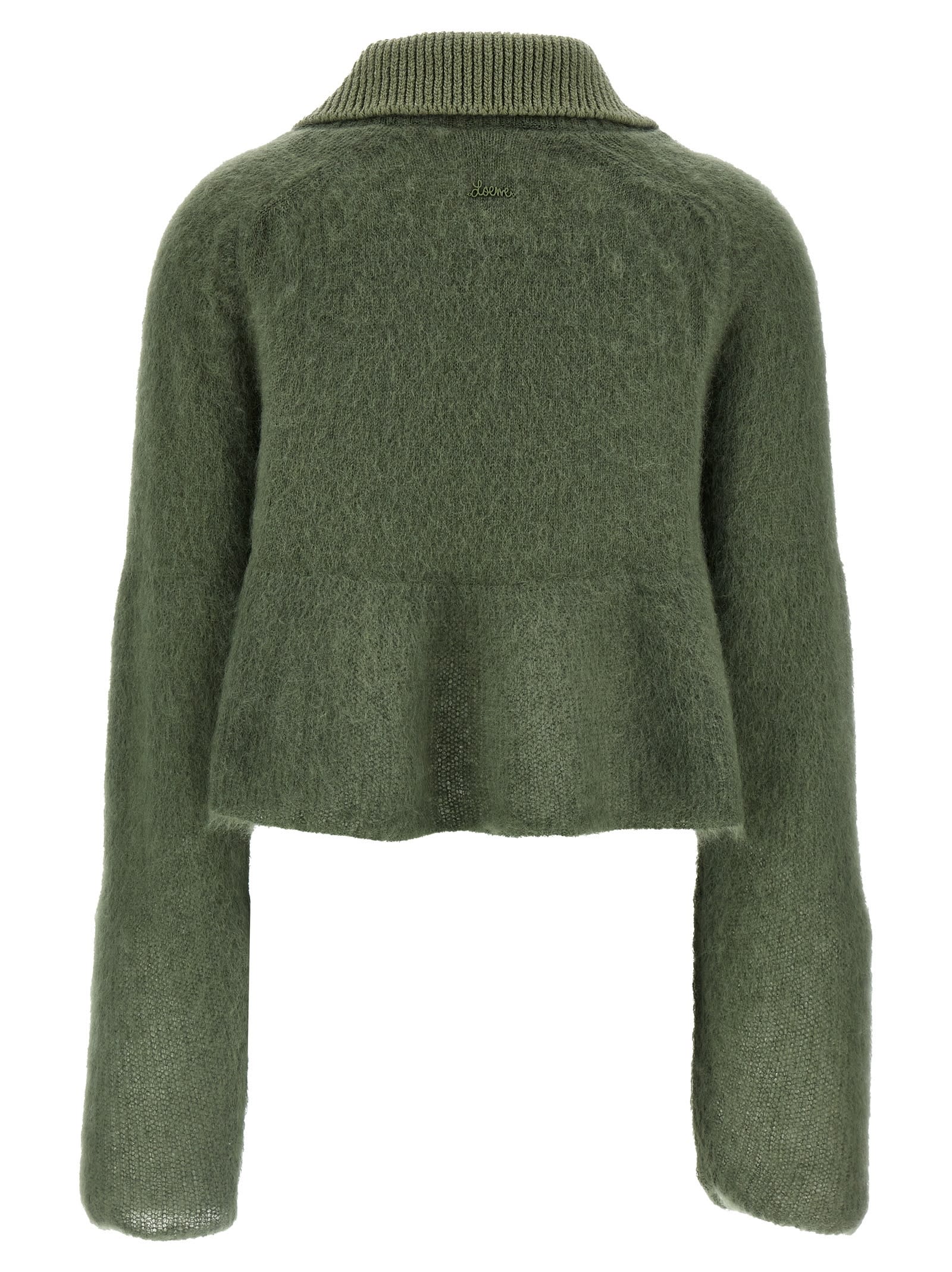 Shop Loewe Mohair Polo Sweater In Green