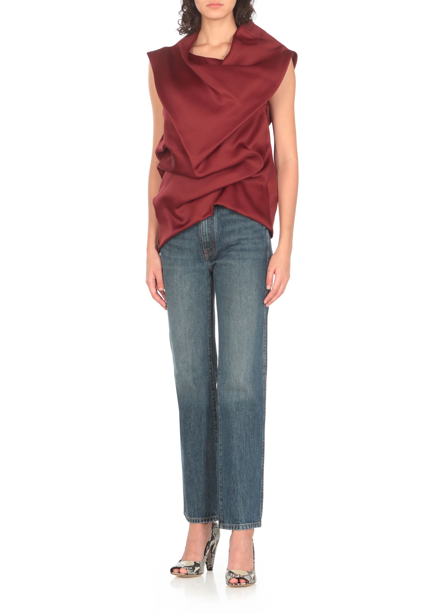 Shop Khaite Silk Top In Bordeaux