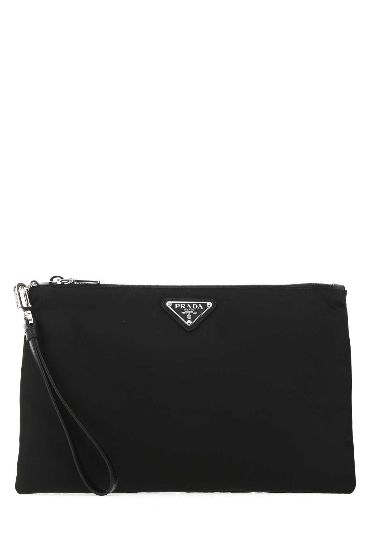 Shop Prada Black Re-nylon Clutch In Nero