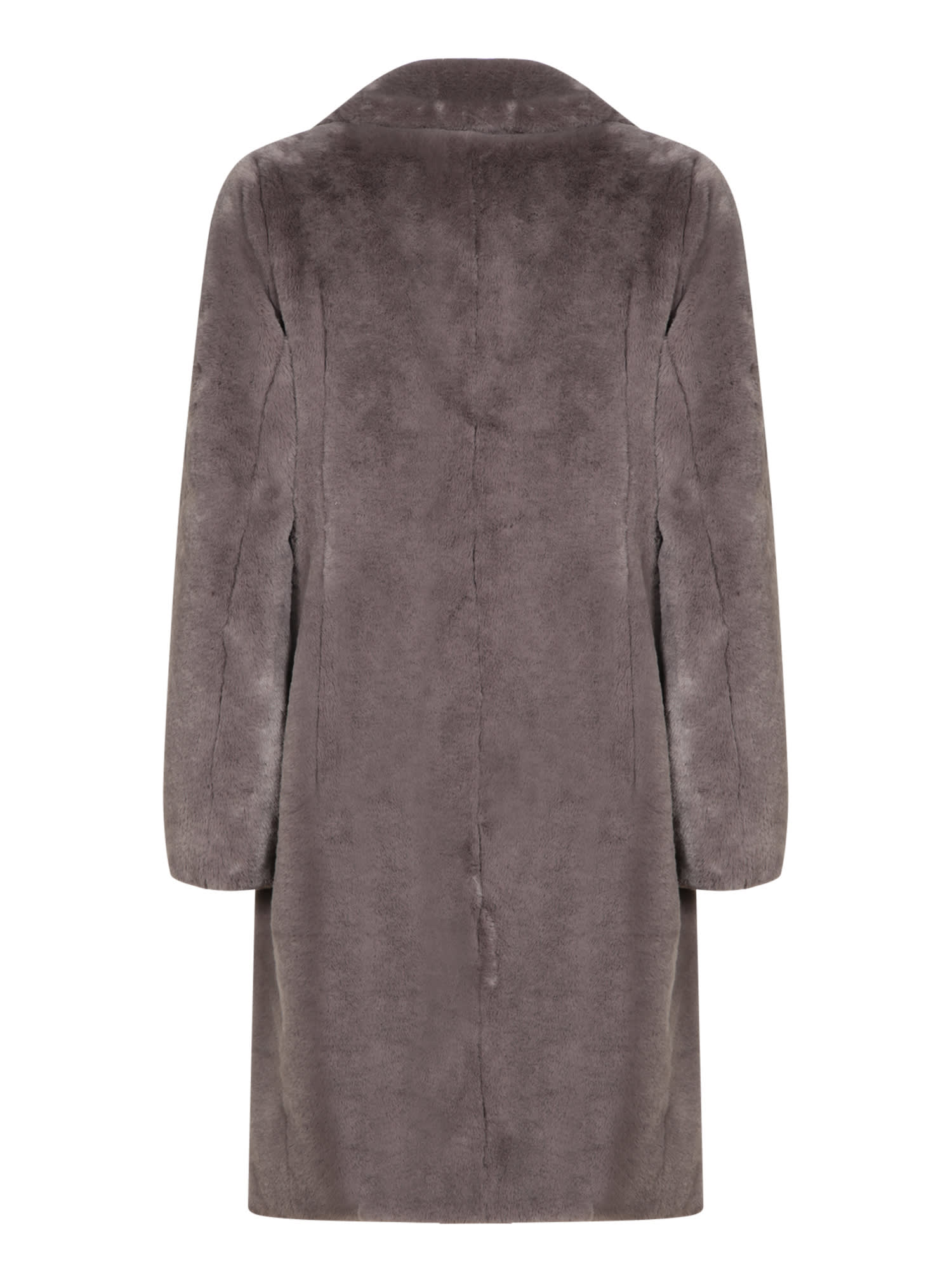 Shop Herno Grey Soft Fur Coat