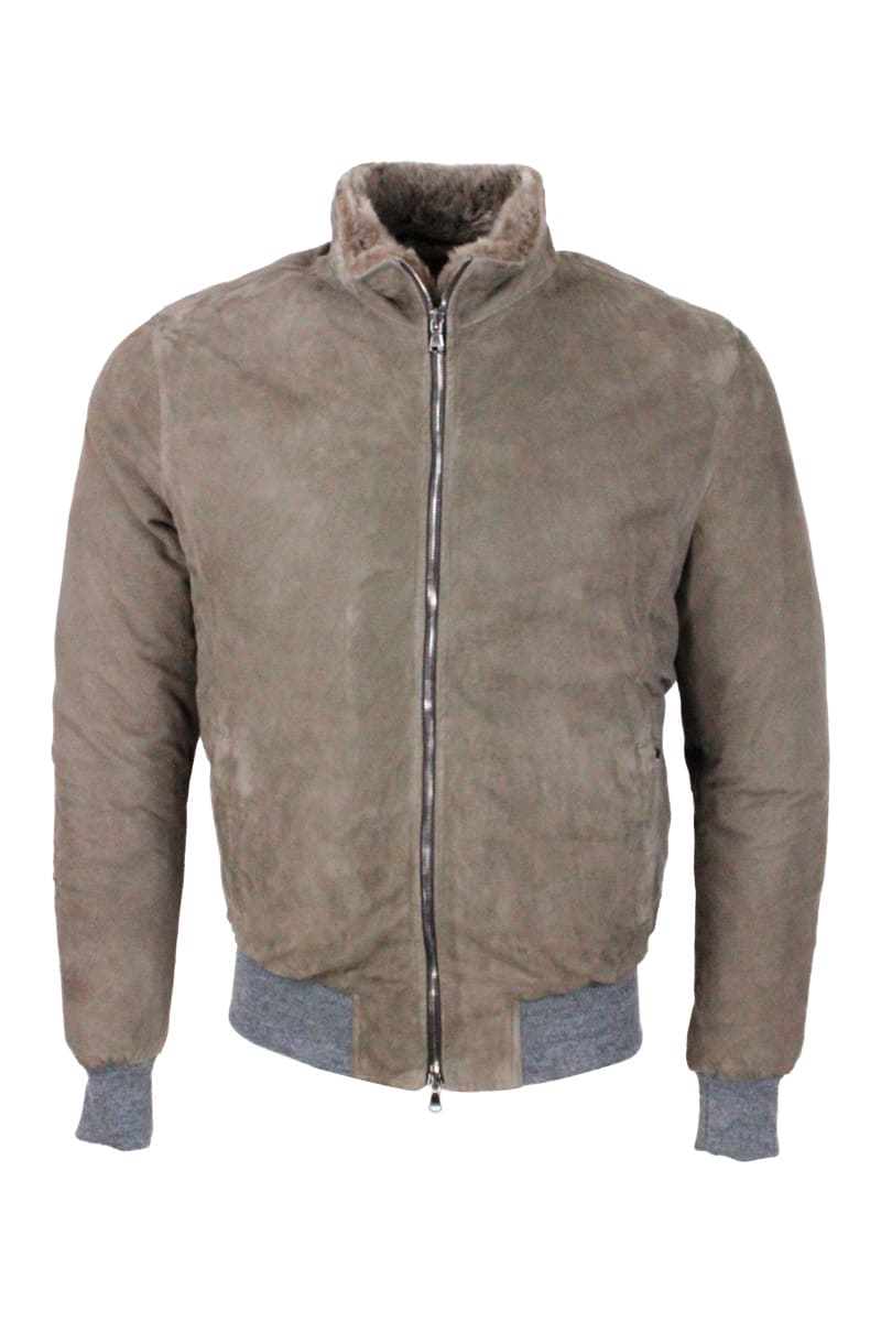 Barba Napoli Suede Bomber Jacket With Padded Interior