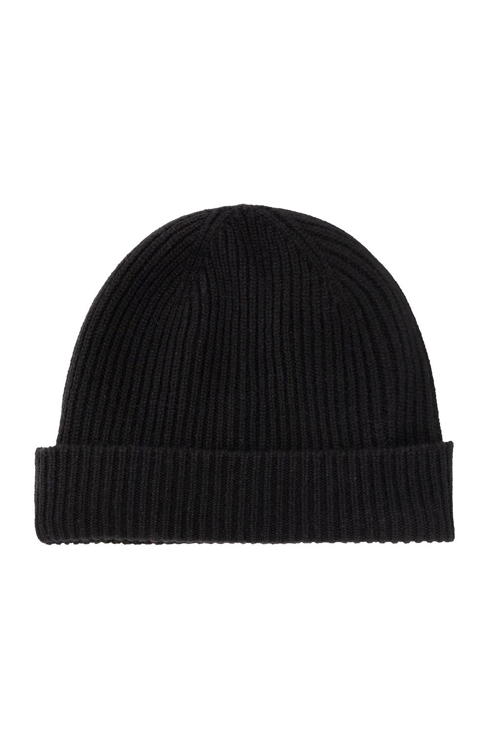 Shop Giorgio Armani Cashmere Beanie With Logo In Black