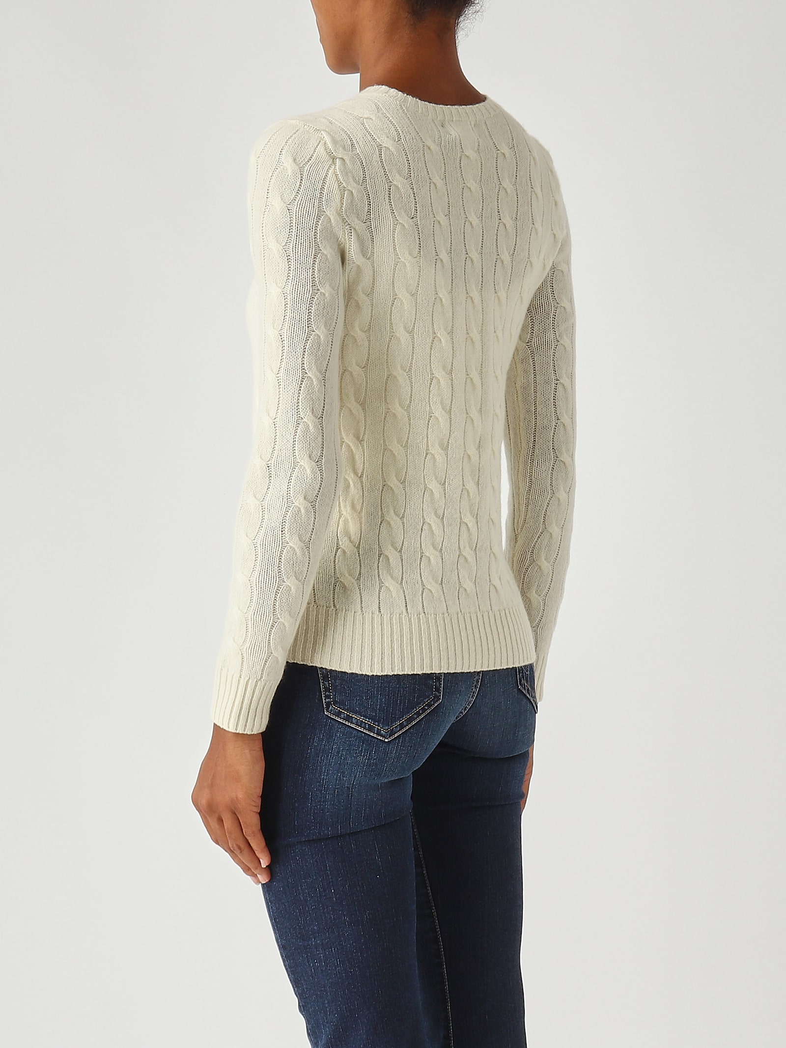 Polo Ralph Lauren Over-size Girocollo A Trecce In Lana E Cachemire Sweater In White