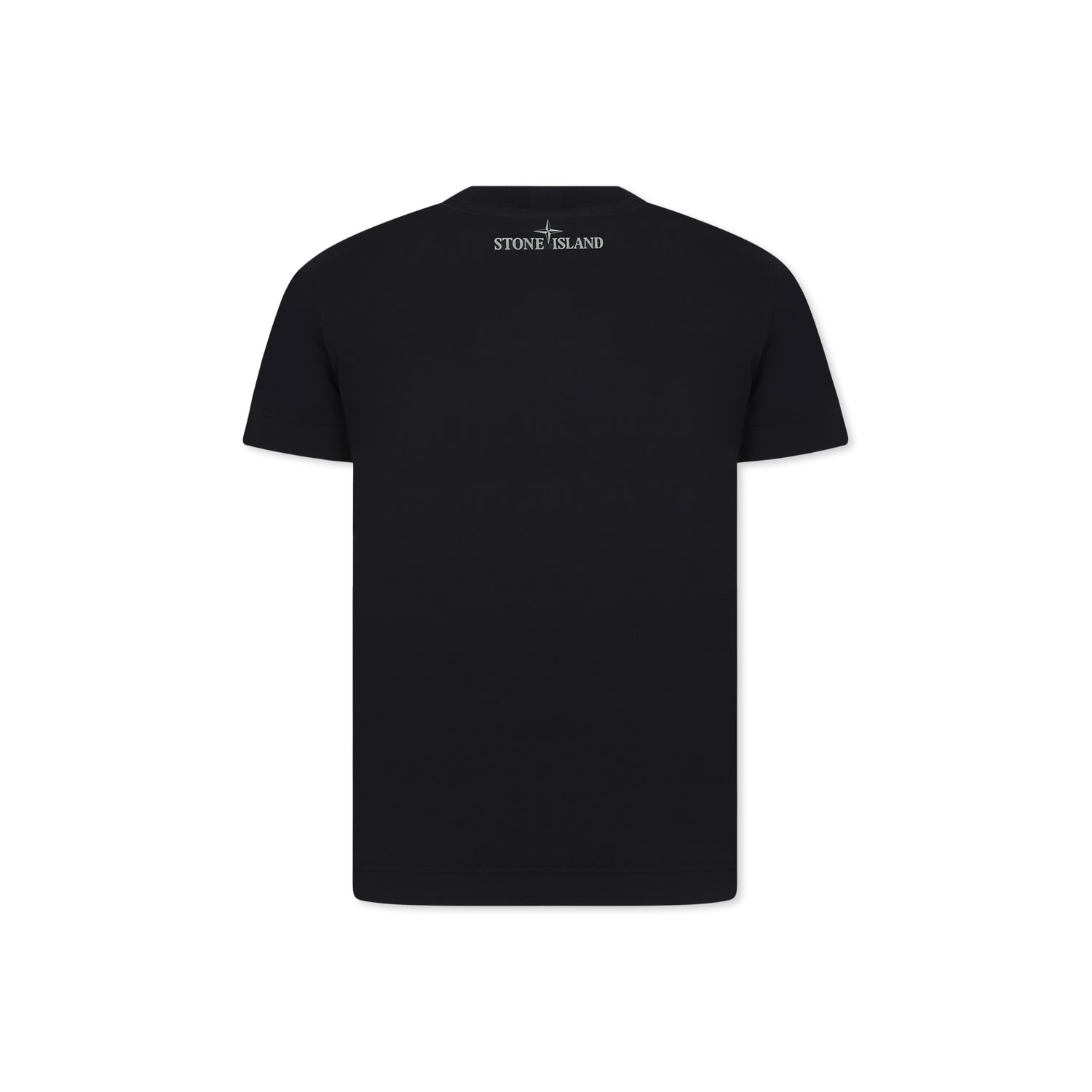 Stone Island Black Shirt For Boy With Compass In Black