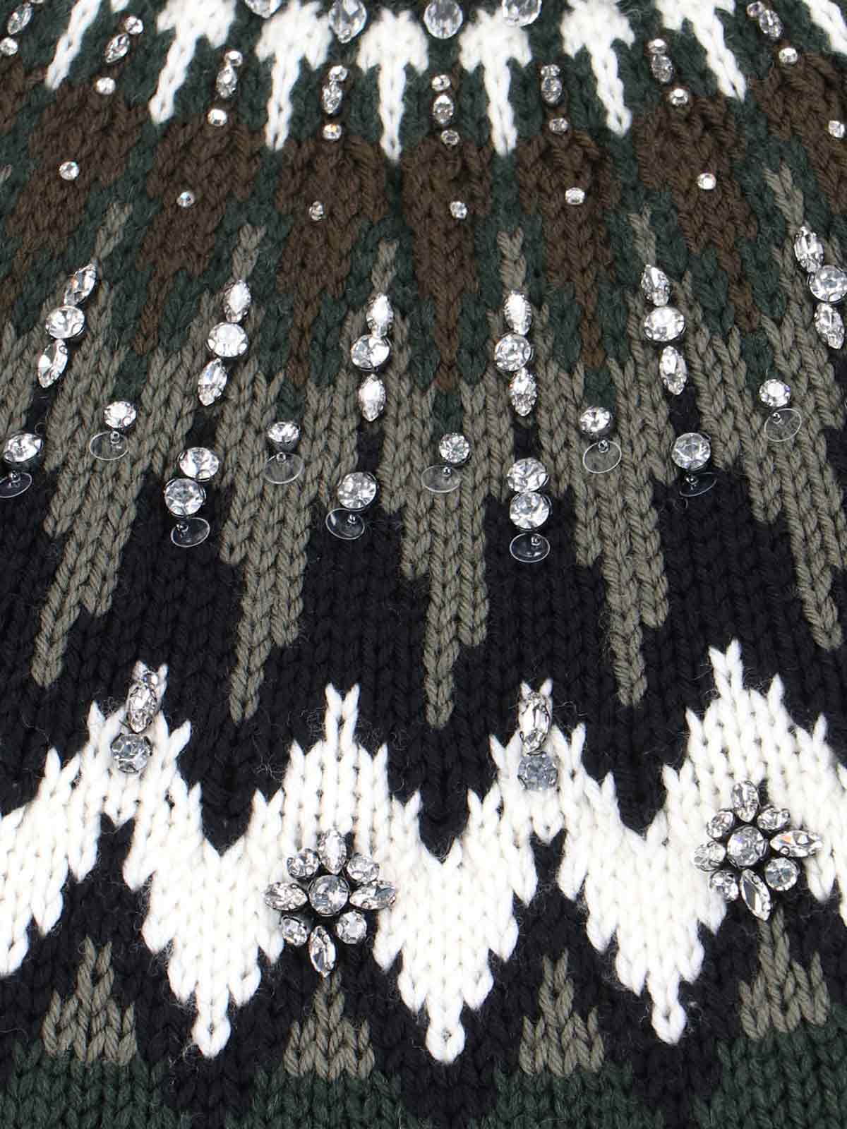 Gucci Wool Sweater With Rhinestones In Green