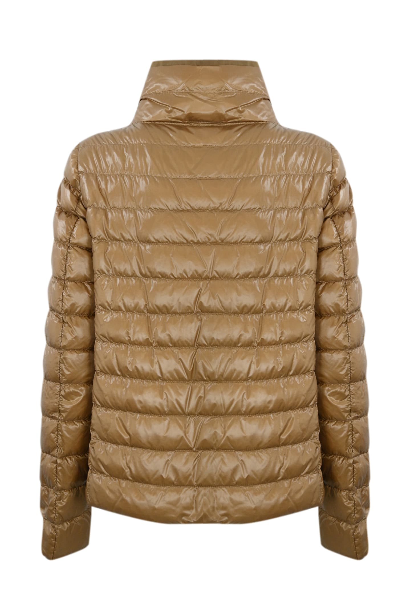 Herno Reversible Quilted Down Jacket In Cammello/verde Chiaro