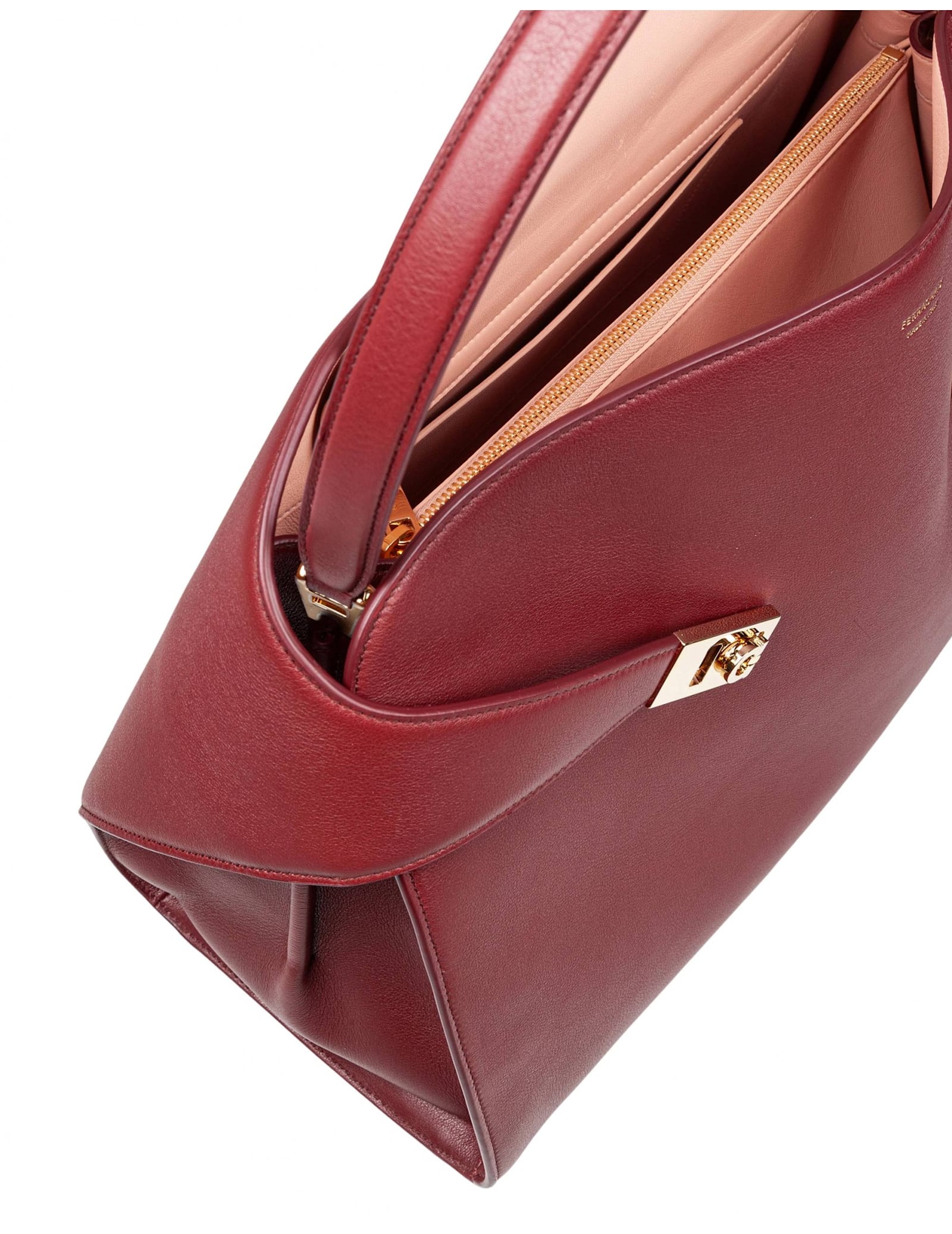 Ferragamo Burgundy Leather Large Hug Soft Shoulder Bag