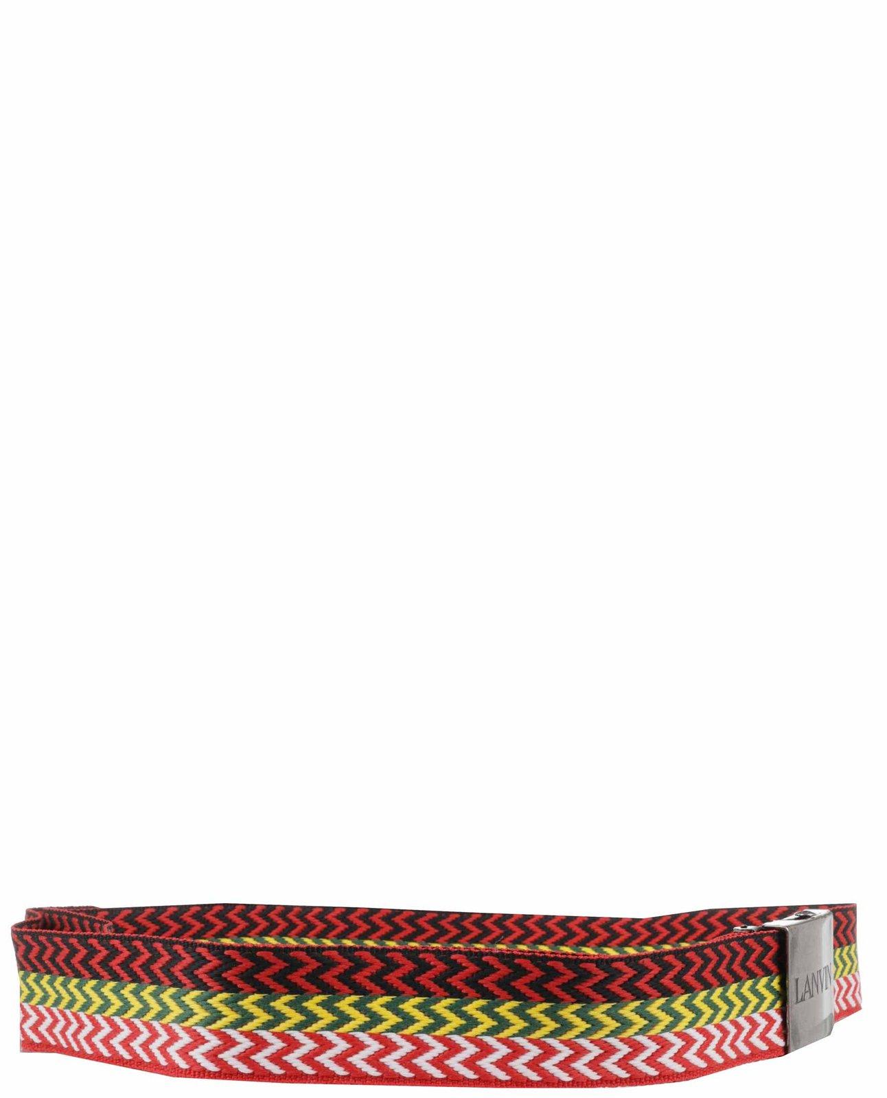 Shop Lanvin Striped Buckle Belt In Nero/multicolour