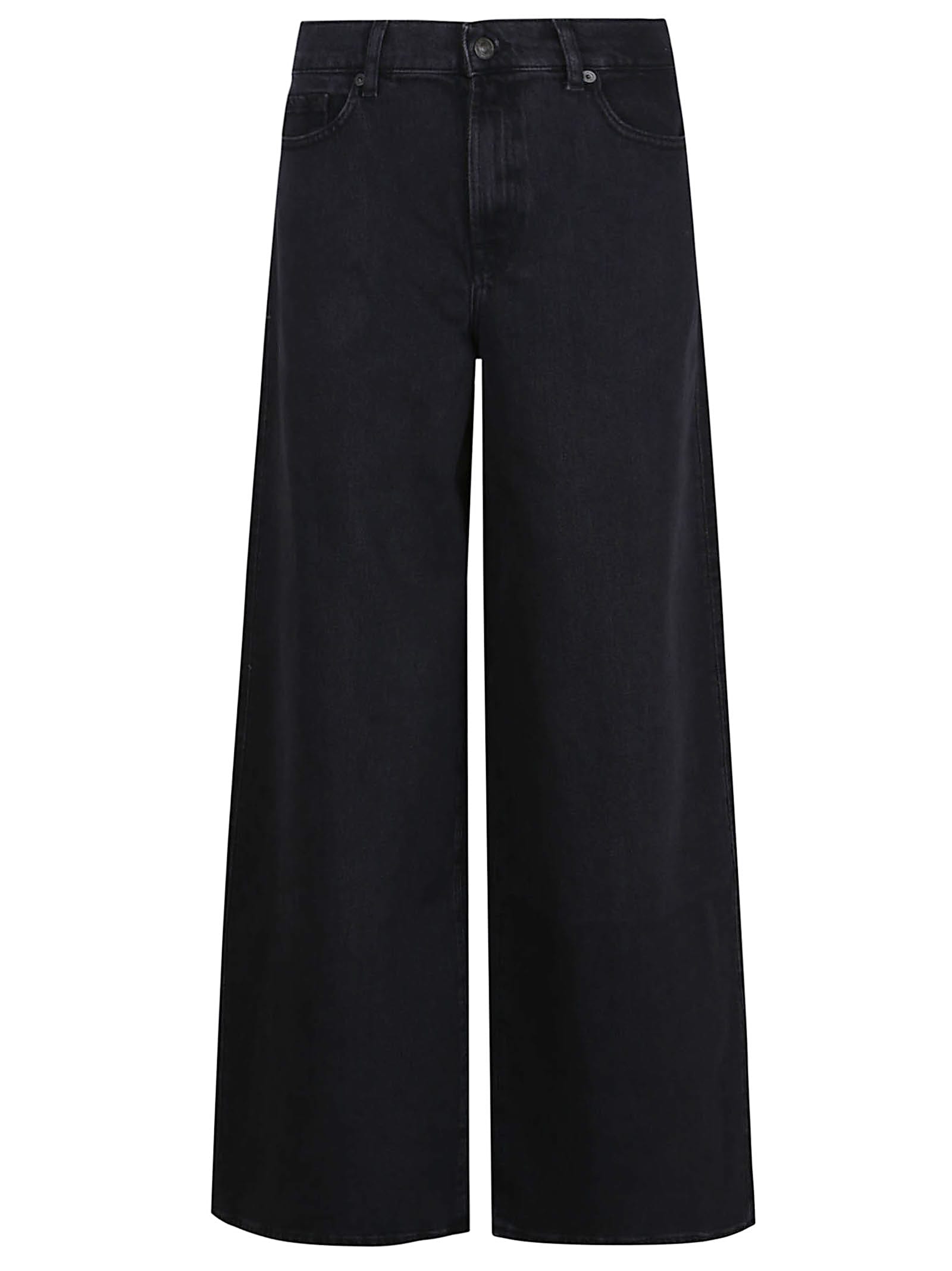 7 For All Mankind High-waisted Wide Leg Trousers With Bold Cuffs In Blue