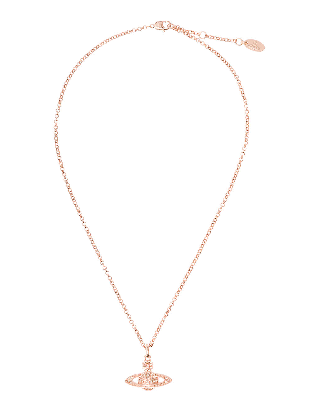 Vivienne Westwood Mini Bas Relief Metallic Necklace With Orb Pendant In Brass Woman In Pink
