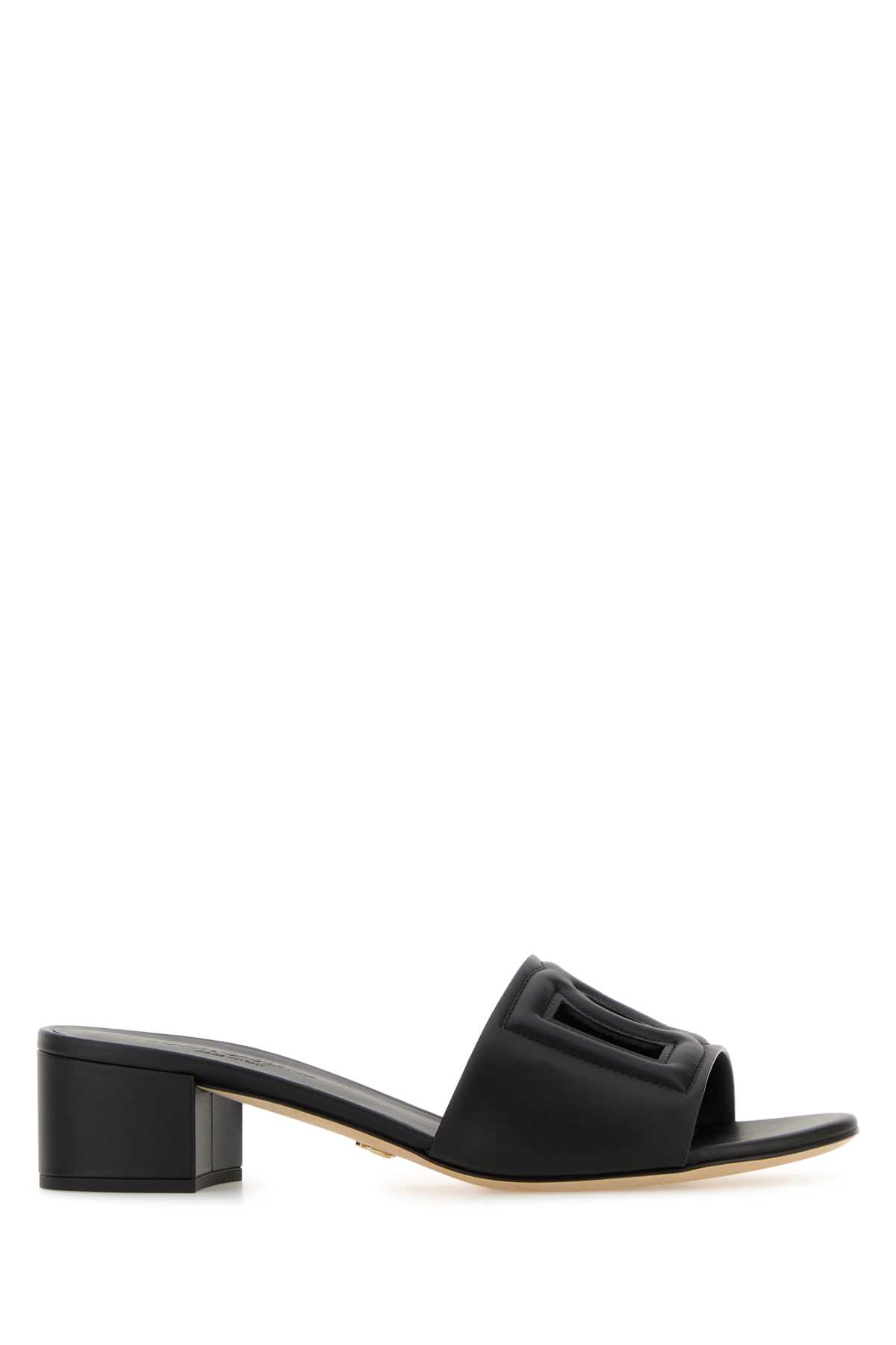 Dolce & Gabbana Black Leather Mules
